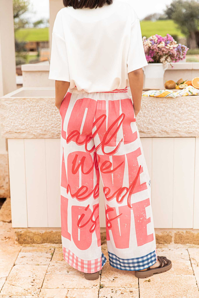Women’s Summer New Arrival Graffiti Placement Print Loose Casual Resort Wide-Leg Straight Pants