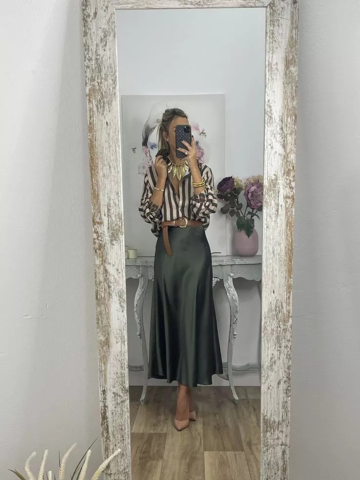 Women’s Striped Long Sleeve Shirt – Fall New Arrival Stripe & Leopard Print Loose Casual Shirt