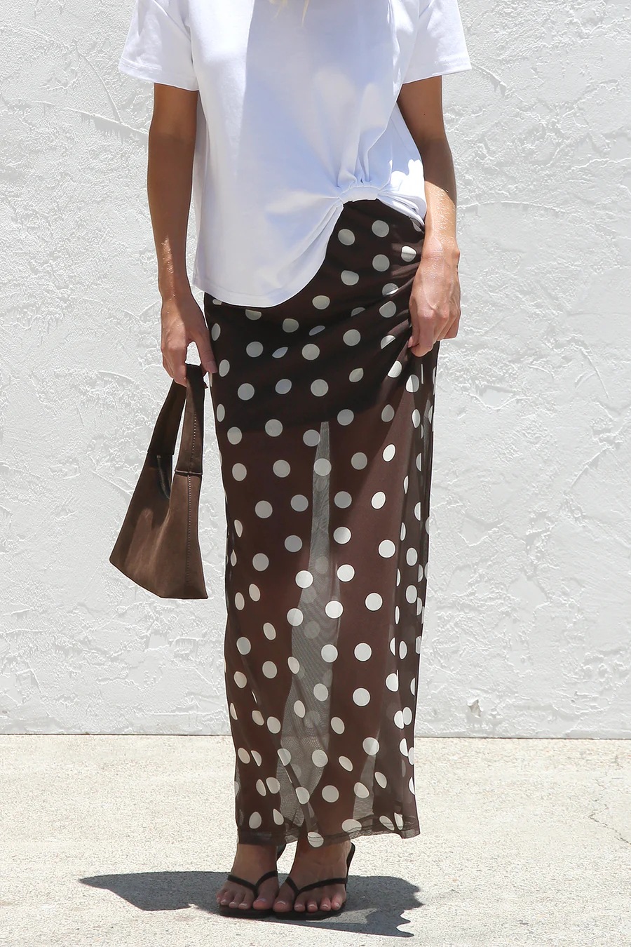 Women’s New Arrival Mesh Polka Dot Stripe Print Casual Resort Skirt