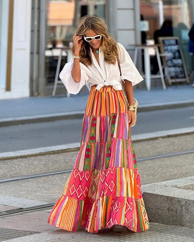 Women’s Printed Ruffled Flared Skirt