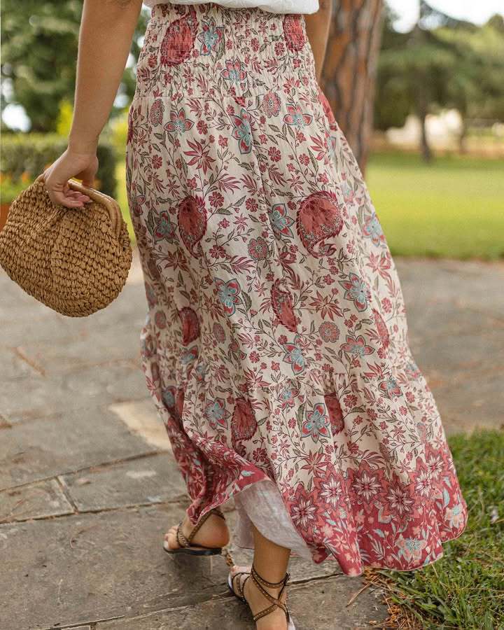 Women’s Summer New Arrival Bohemian Print Resort Flared Skirt