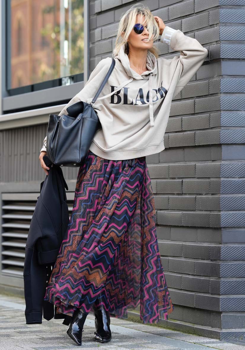 Women’s Spring New Arrival Printed Flared Mesh Skirt
