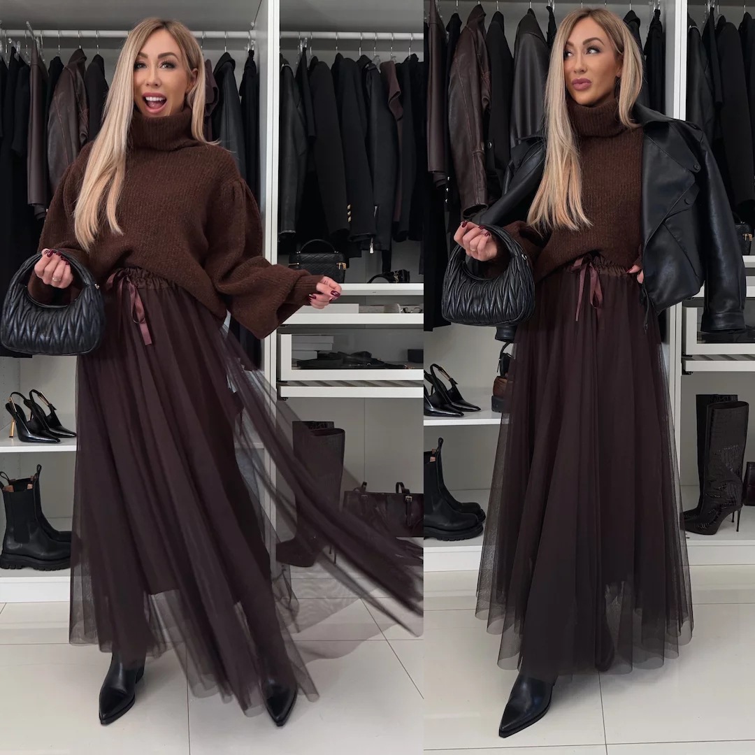 Women’s Spring New Arrival Mesh Flared Skirt