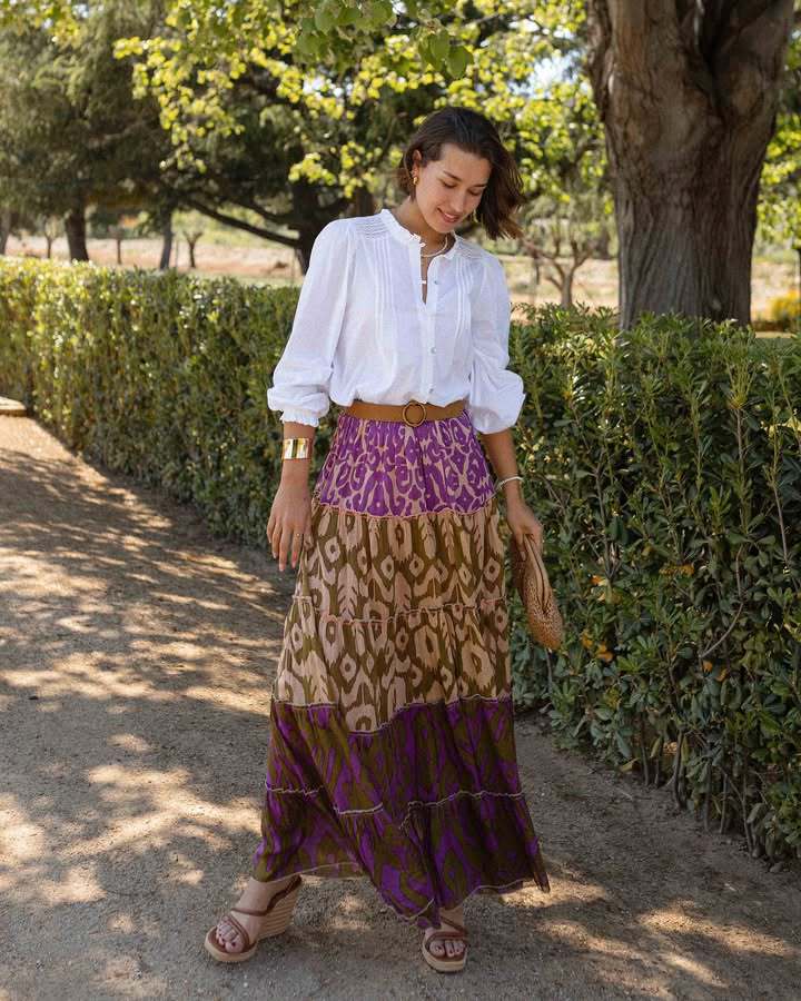 Women’s New Arrival Printed Ruffled Flared Long Skirt