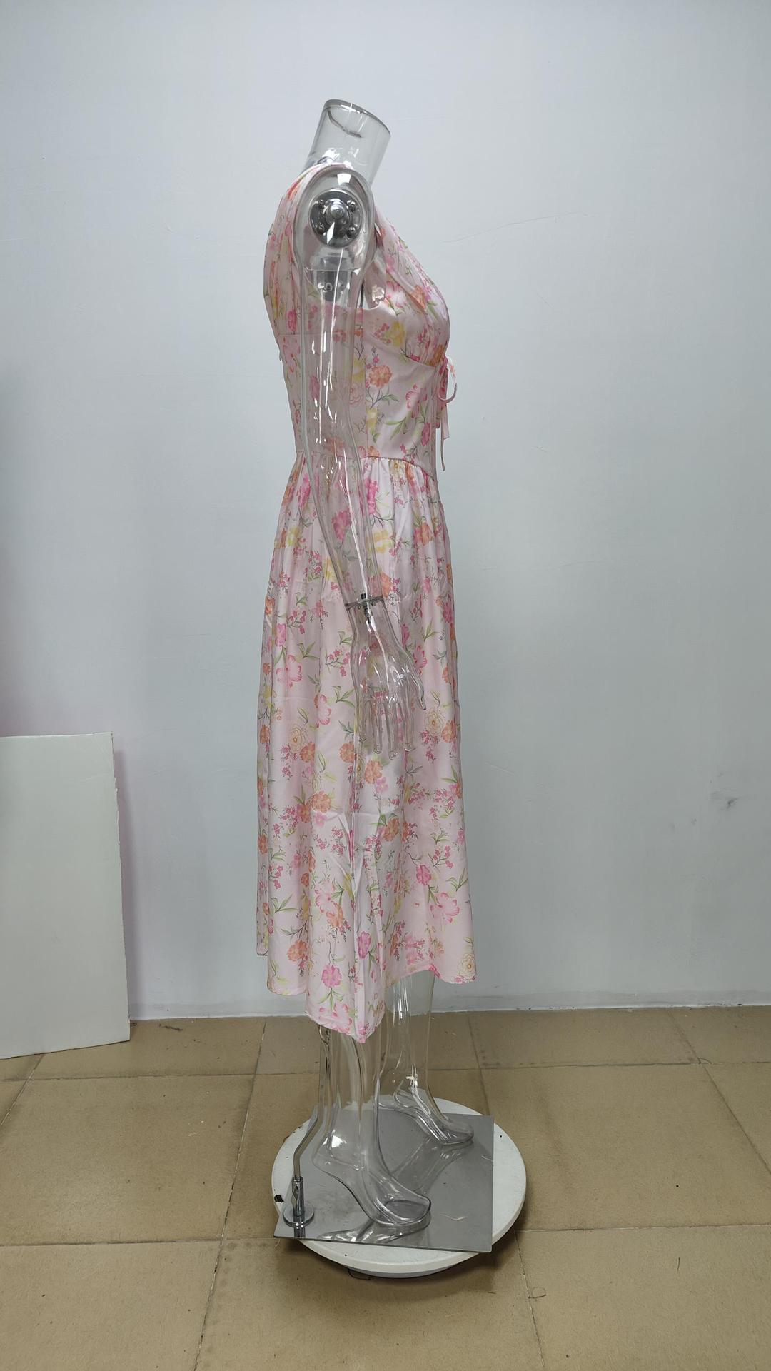 Women’s Spring New Arrival Elegant Fashion Backless Printed Camisole Maxi Dress