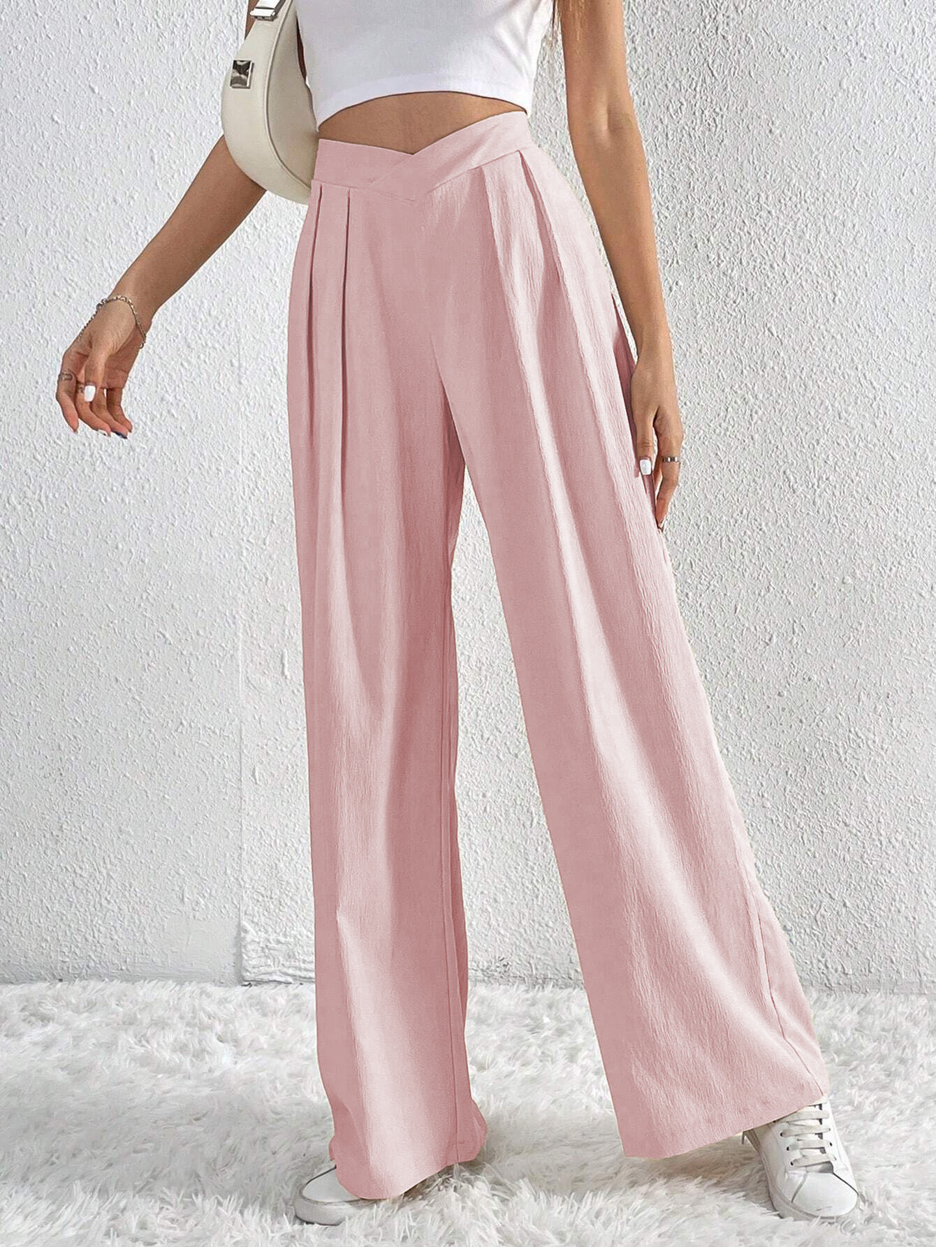 Women’s Spring/Summer 2026 New Arrival Commuter Style Pleated Casual Wide-Leg Loose Long Pants