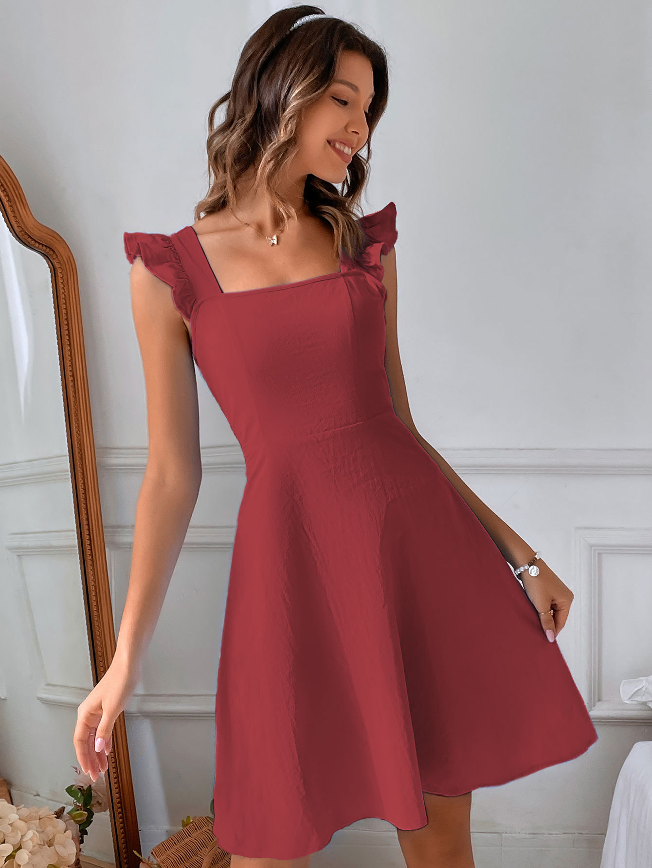 Women’s 2026 New Arrival Rustic Style Camisole Sweet Short Dress – Elegant Commuter Resort Beach Dress