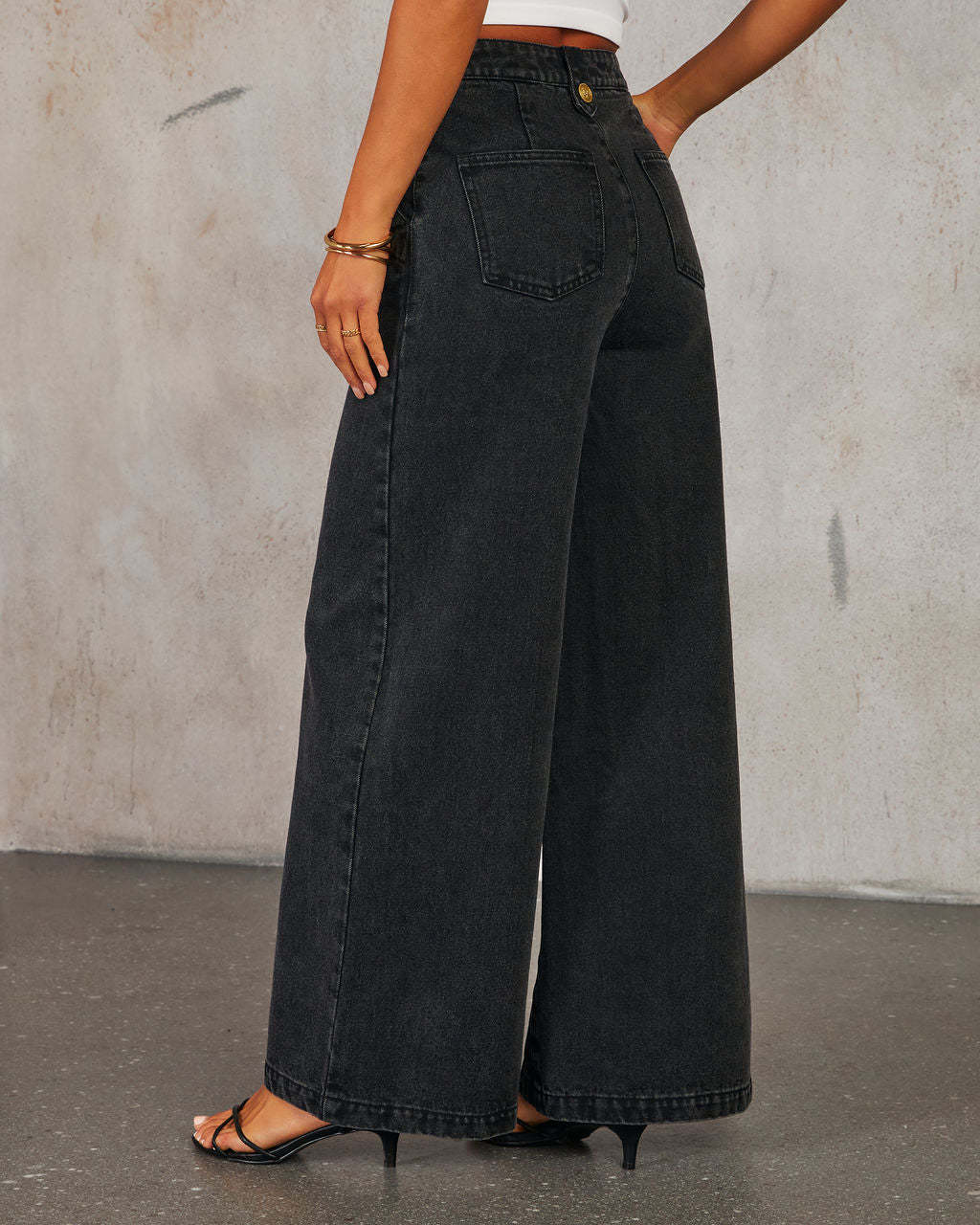 Women’s Solid Loose Fit Long Sleeve Denim Wide-Leg Pants Set