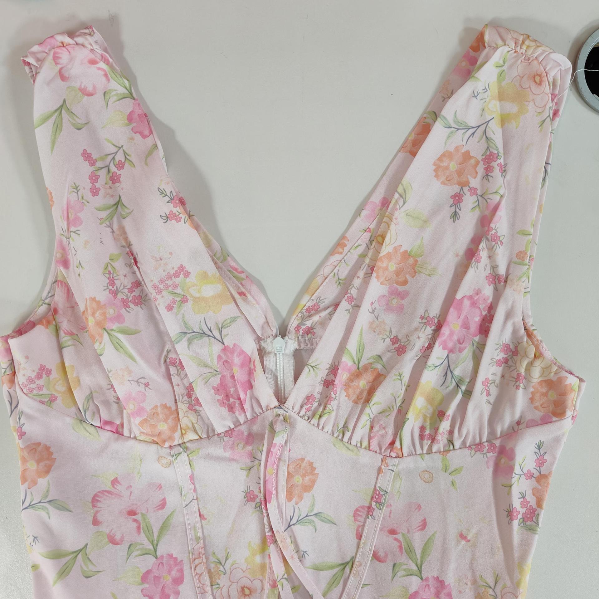 Women’s Spring New Arrival Elegant Fashion Backless Printed Camisole Maxi Dress