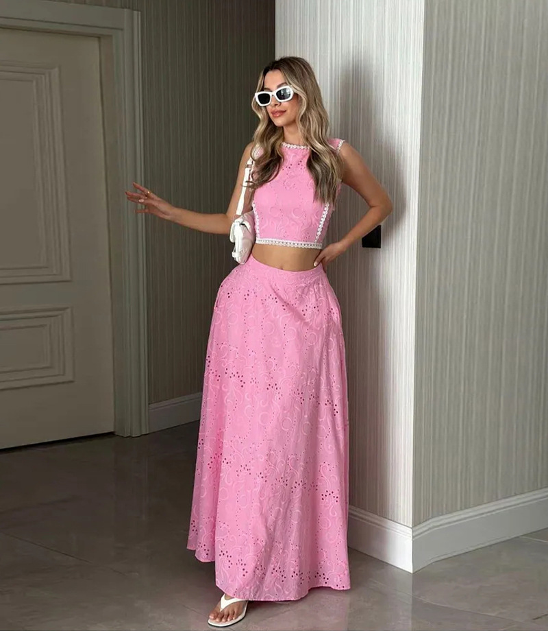 Women’s Sleeveless Maxi Dress Two-Piece Set with Pockets – INS Casual Vacation Loose Fit