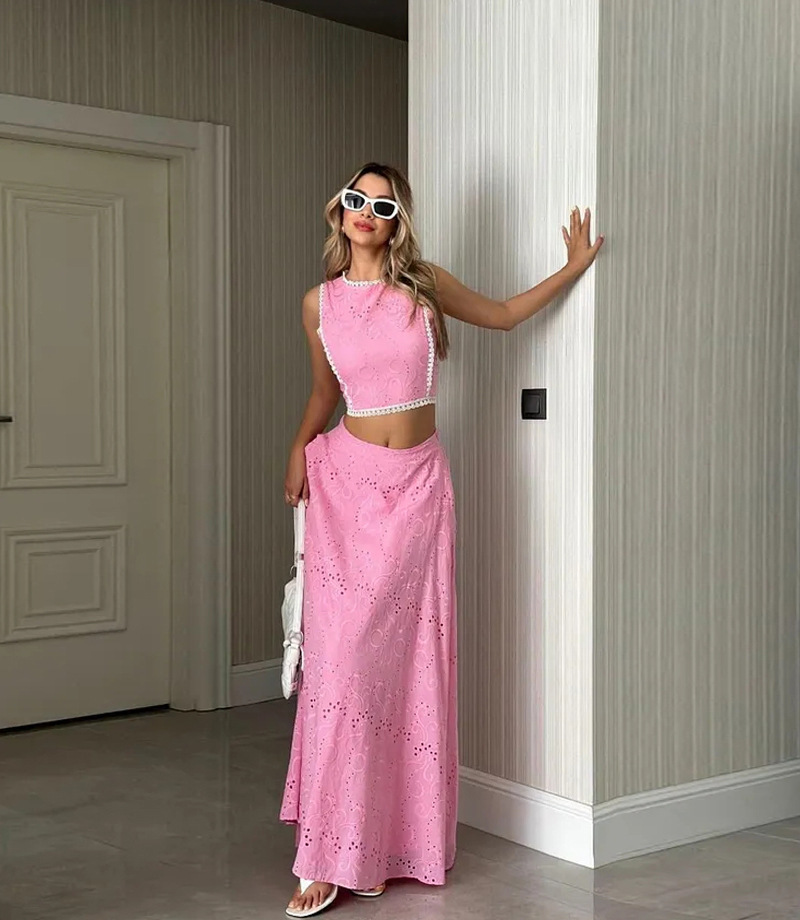 Women’s Sleeveless Maxi Dress Two-Piece Set with Pockets – INS Casual Vacation Loose Fit