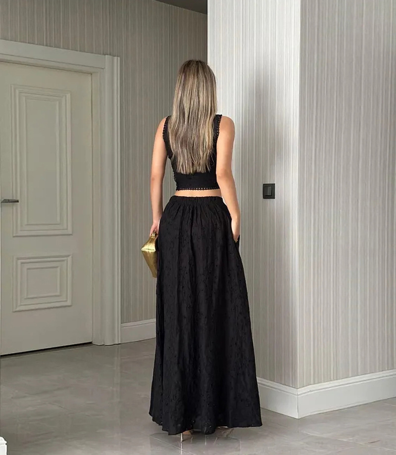 Women’s Sleeveless Maxi Dress Two-Piece Set with Pockets – INS Casual Vacation Loose Fit