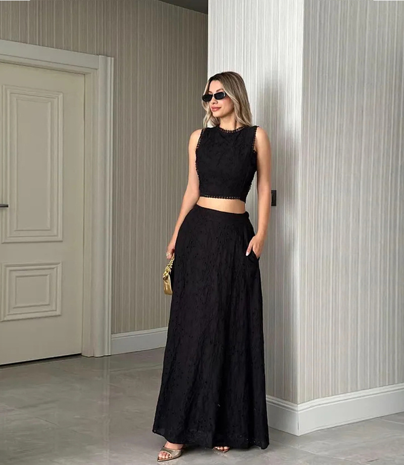 Women’s Sleeveless Maxi Dress Two-Piece Set with Pockets – INS Casual Vacation Loose Fit