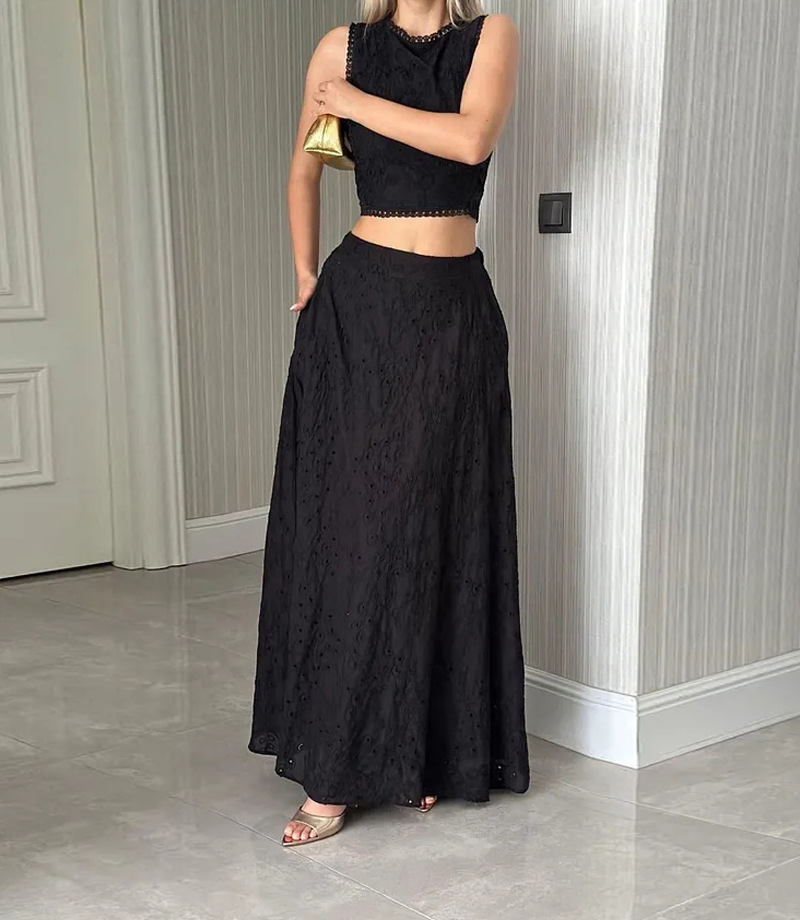 Women’s Sleeveless Maxi Dress Two-Piece Set with Pockets – INS Casual Vacation Loose Fit