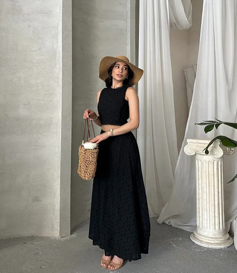 Women’s Sleeveless Maxi Dress Two-Piece Set with Pockets – INS Casual Vacation Loose Fit