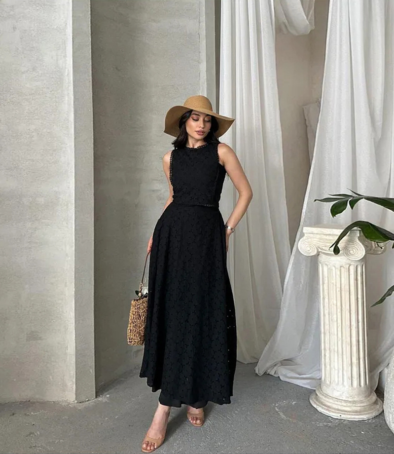 Women’s Sleeveless Maxi Dress Two-Piece Set with Pockets – INS Casual Vacation Loose Fit