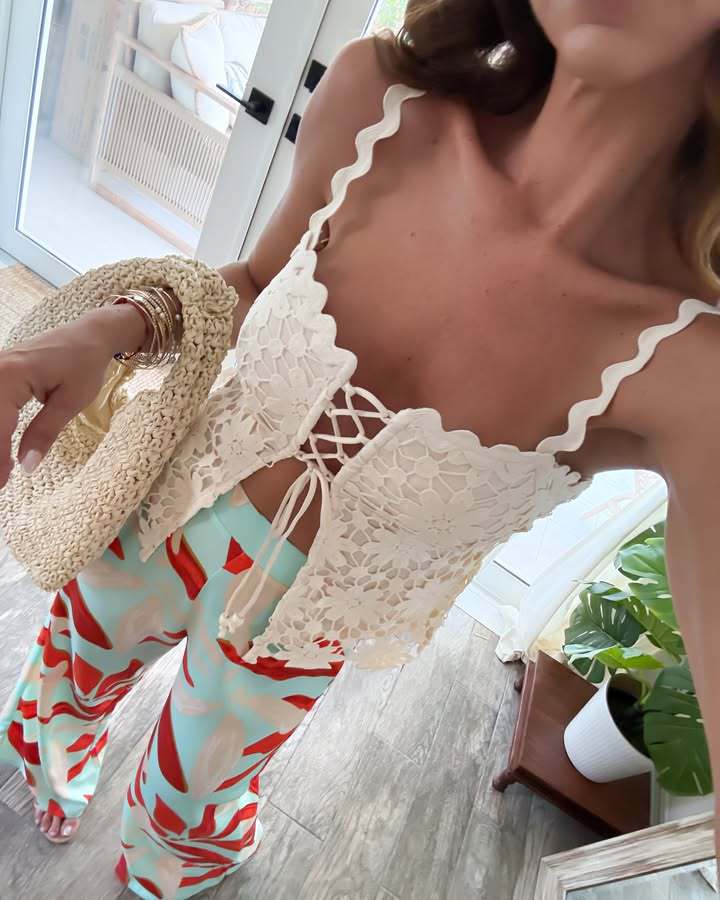 Women’s Summer New Arrival Leaf Print Wide-Leg Casual Pants – High-Waist Straight Long Pants