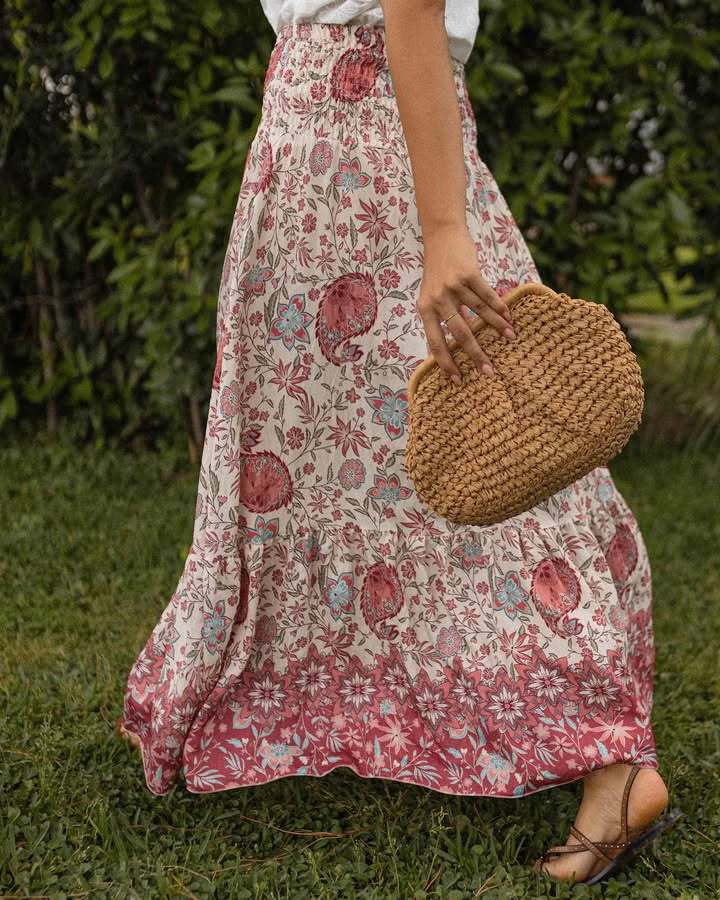 Women’s Summer New Arrival Bohemian Print Resort Flared Skirt