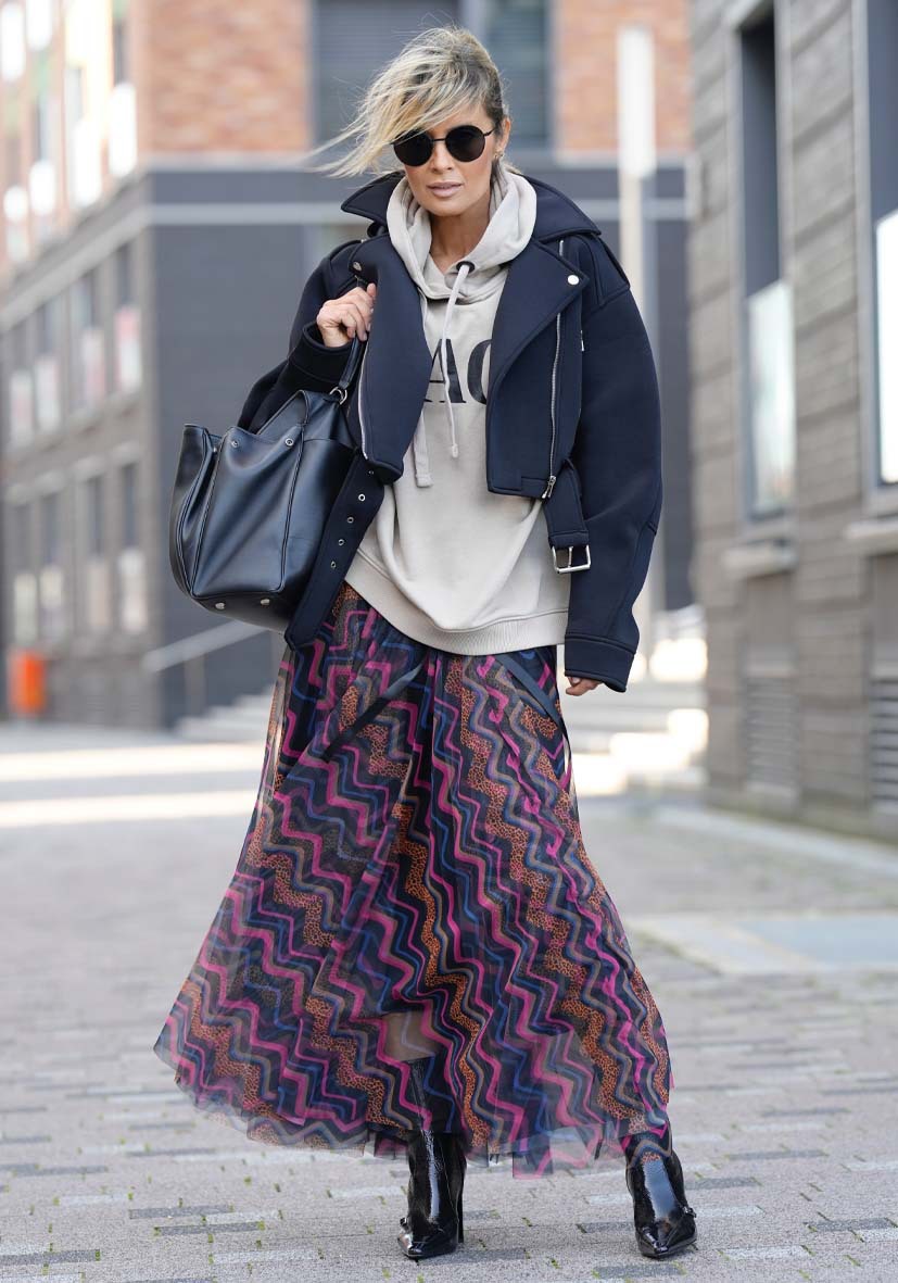 Women’s Spring New Arrival Printed Flared Mesh Skirt