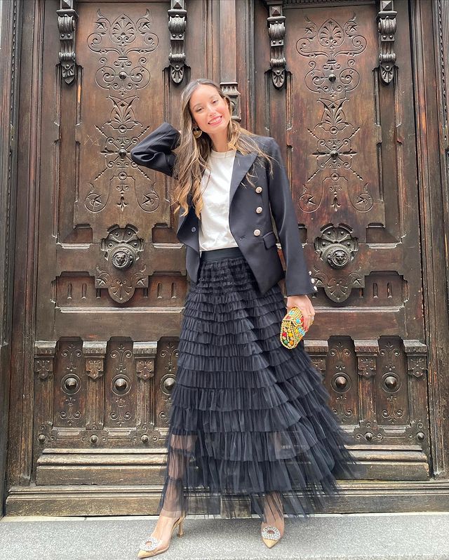 Women’s Summer New Arrival Mesh Tiered Skirt – Mesh Patchwork Flared Skirt