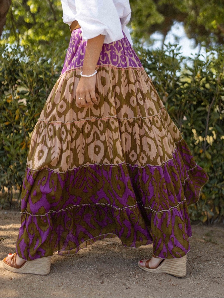 Women’s New Arrival Printed Ruffled Flared Long Skirt