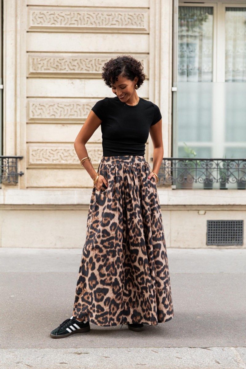 Women’s Spring/Summer New Arrival Leopard Print Pleated Flared Skirt