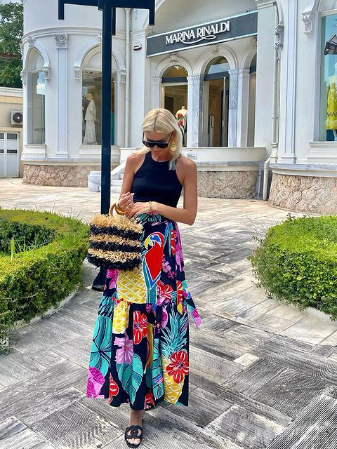 Women’s New Arrival Printed Tie Resort Casual Skirt