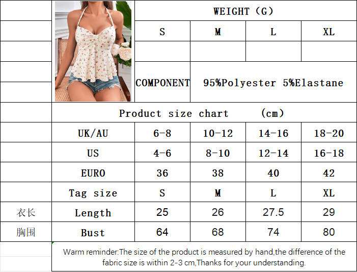 Women’s Spring/Summer 2026 New Arrival Sexy Halter Camisole Dress – Floral Mini Ruffled Short Dress