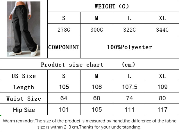 Women’s 2026 New Arrival Ins Streetwear Fashion Solid Elastic Waist Pocket Casual Cargo Pants