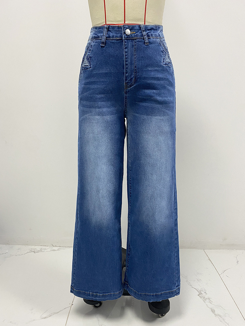 Women’s High-Waist Retro Wide-Leg Straight-Leg Long Jeans – Spring New Arrival Casual Pants