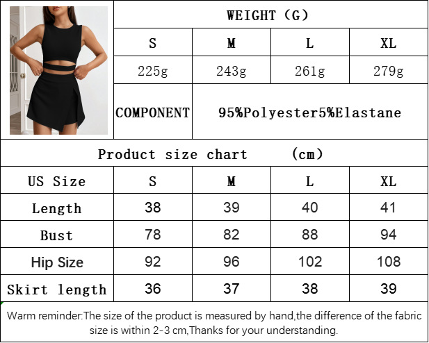 Women’s Cropped Crop Top Slim-Fit Sleeveless Knit Tank Top High-Waist Stretch Skirt Pants Fashion Set
