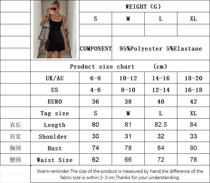 Women’s Summer New Arrival Sporty Style U-Neck Sleeveless Color-Bound Slimming A-Line Short Tennis Skirt Dress