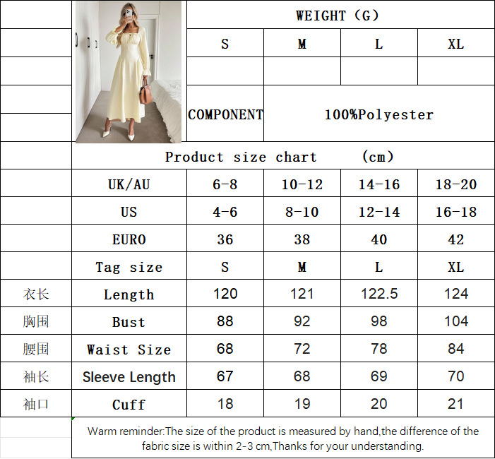 Women’s Soft Style Square Neck Tie Long Sleeve Dress – Ruched Waist-Cinching Slimming A-Line Flared Skirt