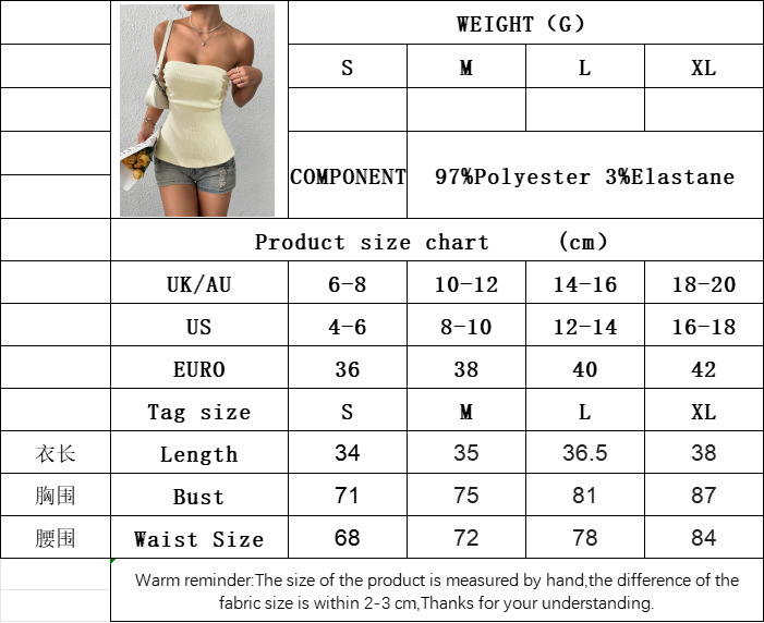Women’s Hot Girl Sexy Strapless Top – Ruched Off-Shoulder Slim-Fit Summer New Arrival Solid Sleeveless Top for Export