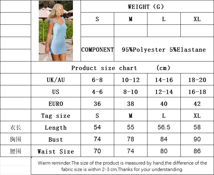 Women’s New Arrival Beach Resort Style Blue Ruffled Camisole Dress – Designer Slim-Fit Backless Short Dress