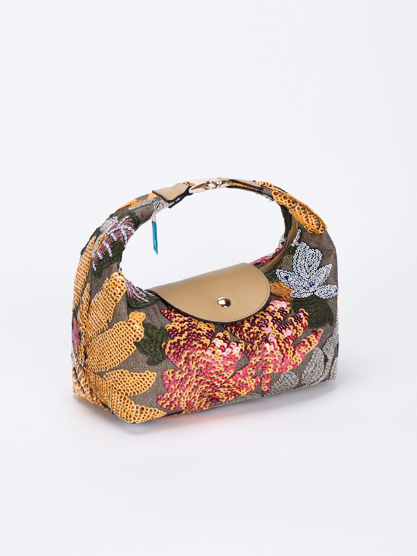 Women’s Bohemian Sequin Bag – Floral Embroidered Handbag Vintage Women’s Handheld Bag Versatile Purse
