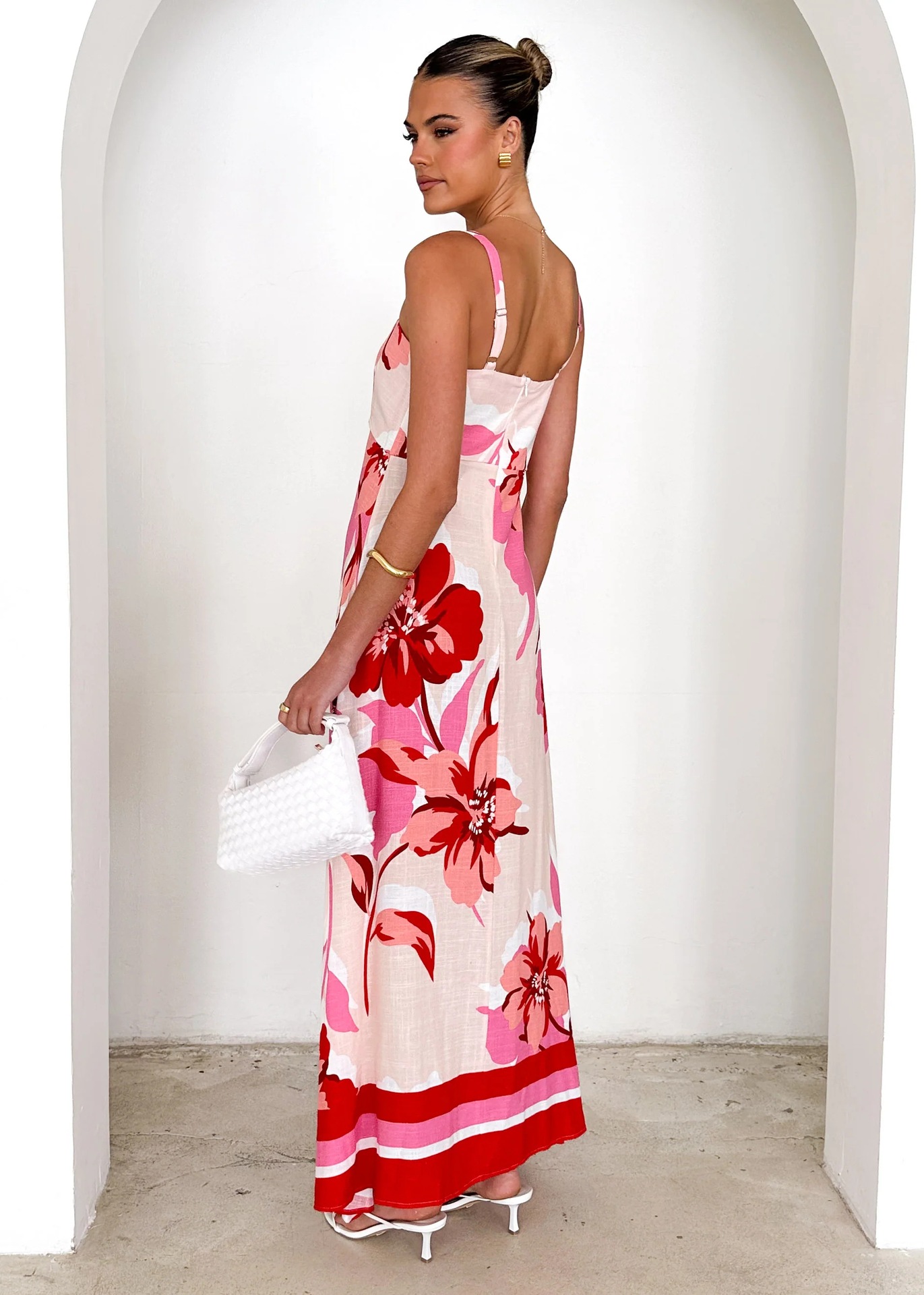 Women’s Summer New Arrival Placement Print Camisole Flared Maxi Dress