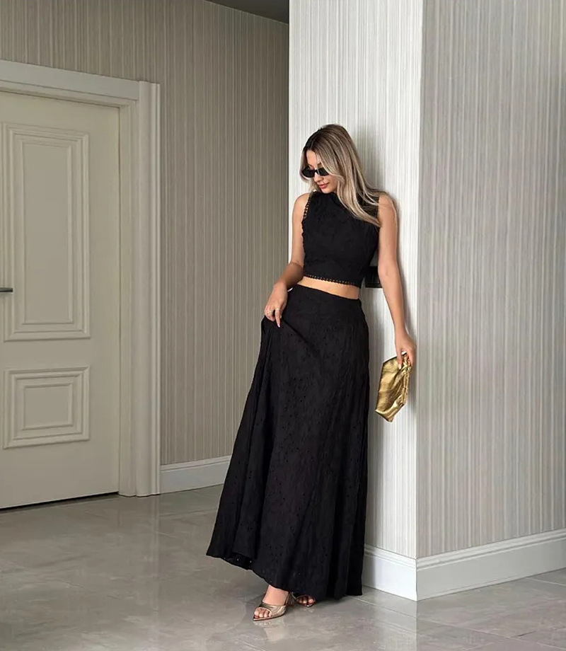 Women’s Sleeveless Maxi Dress Two-Piece Set with Pockets – INS Casual Vacation Loose Fit