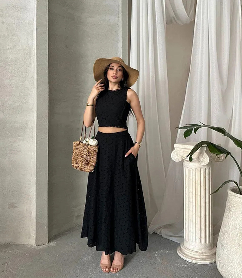 Women’s Sleeveless Maxi Dress Two-Piece Set with Pockets – INS Casual Vacation Loose Fit