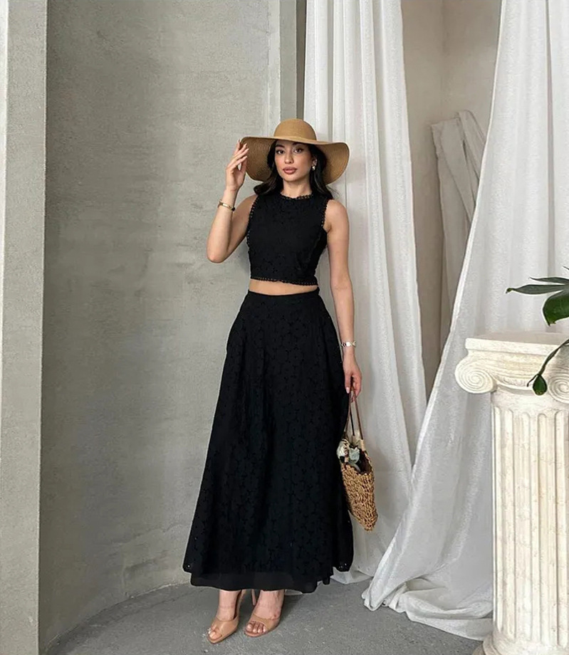 Women’s Sleeveless Maxi Dress Two-Piece Set with Pockets – INS Casual Vacation Loose Fit