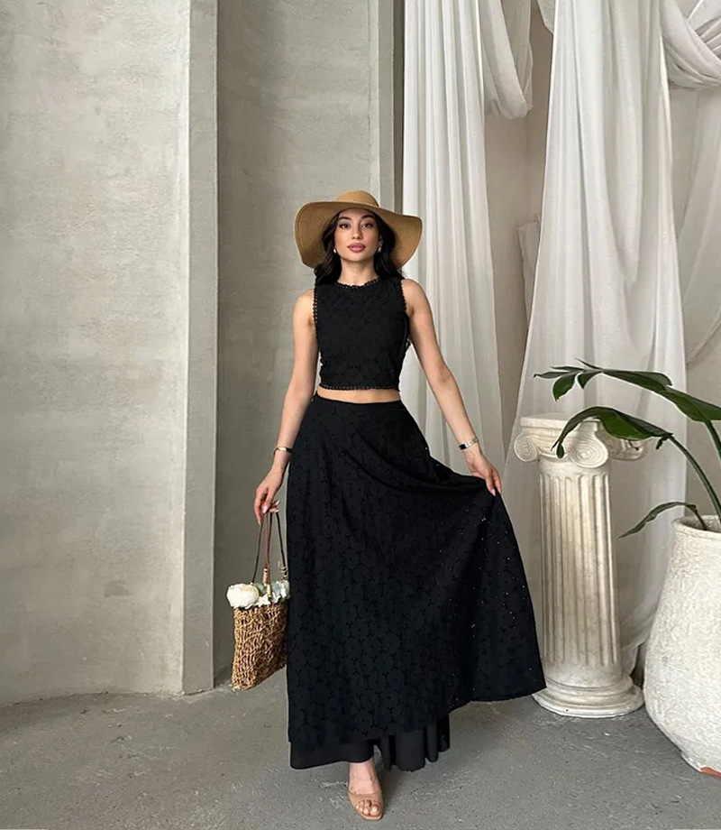 Women’s Sleeveless Maxi Dress Two-Piece Set with Pockets – INS Casual Vacation Loose Fit