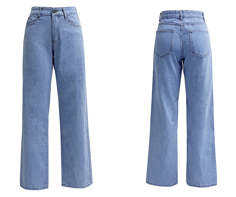 Women’s High-Waist Stretch Straight-Leg Long Jeans – Bestseller Washed Denim Fashion