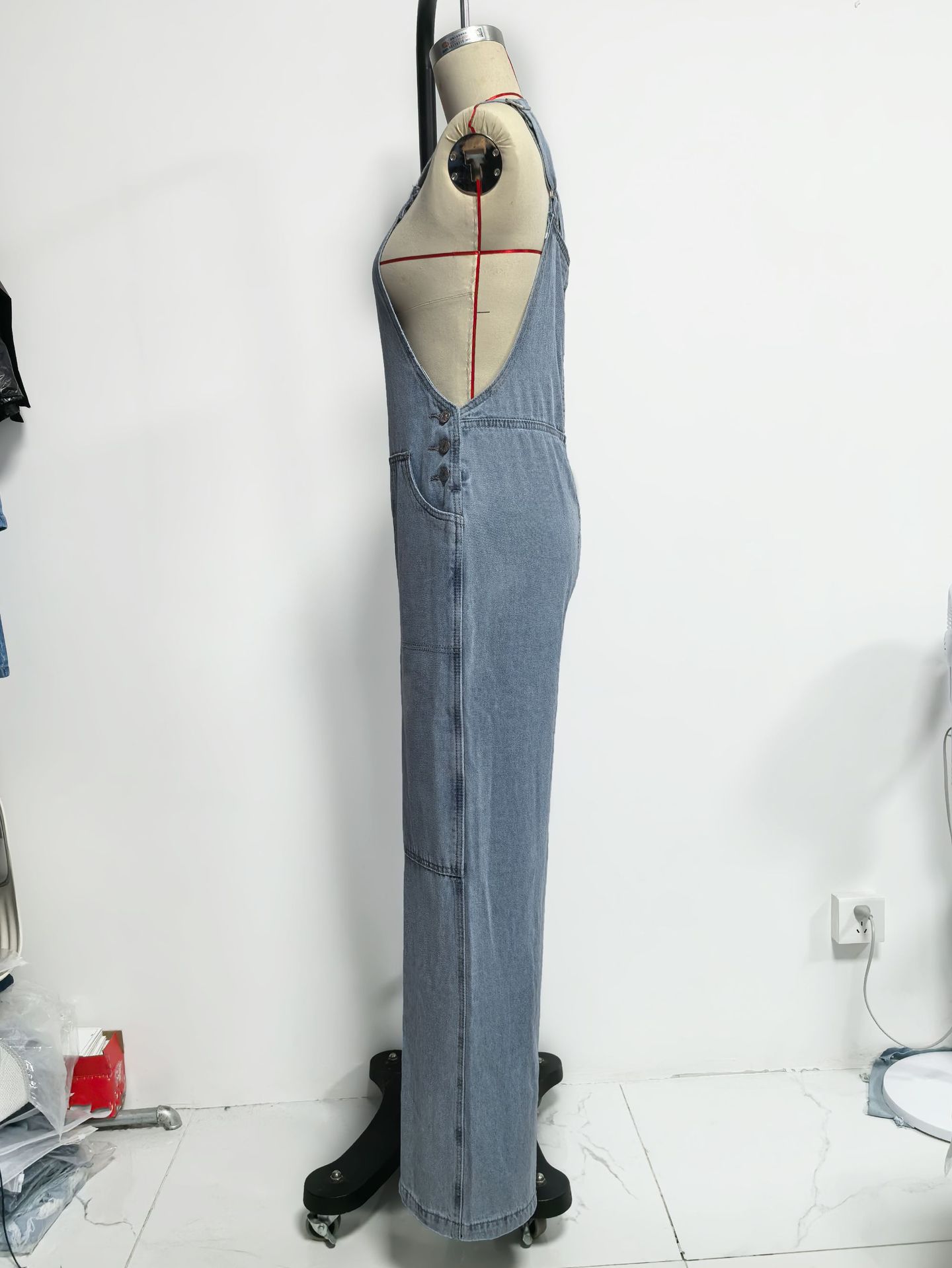 Women’s Spring/Summer Casual Slim-Fit Wide-Leg Denim Overalls – Workwear Style, Factory Direct