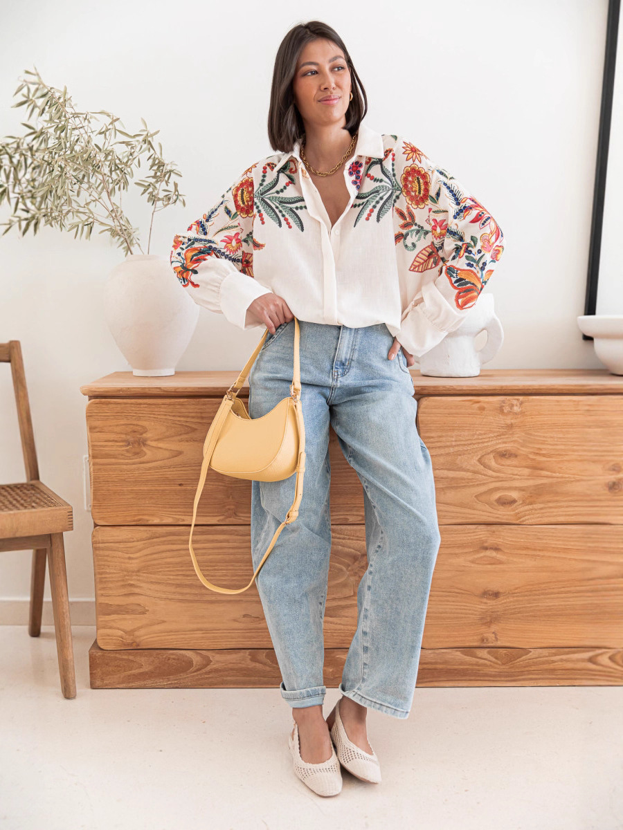 Women’s New Arrival Placement Print Loose Plus Size Casual Long Sleeve Shirt