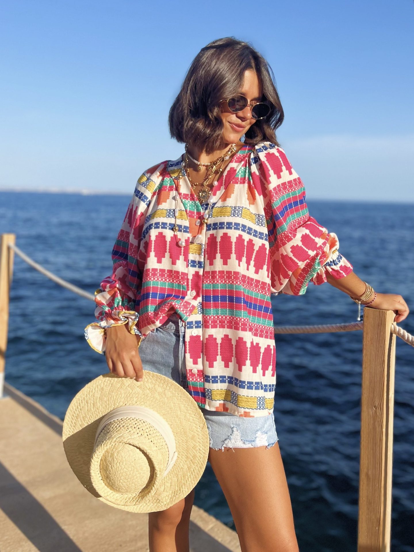 Women’s Long Sleeve Shirt – Influencer New Arrival Print V-Neck Long Sleeve Blouse