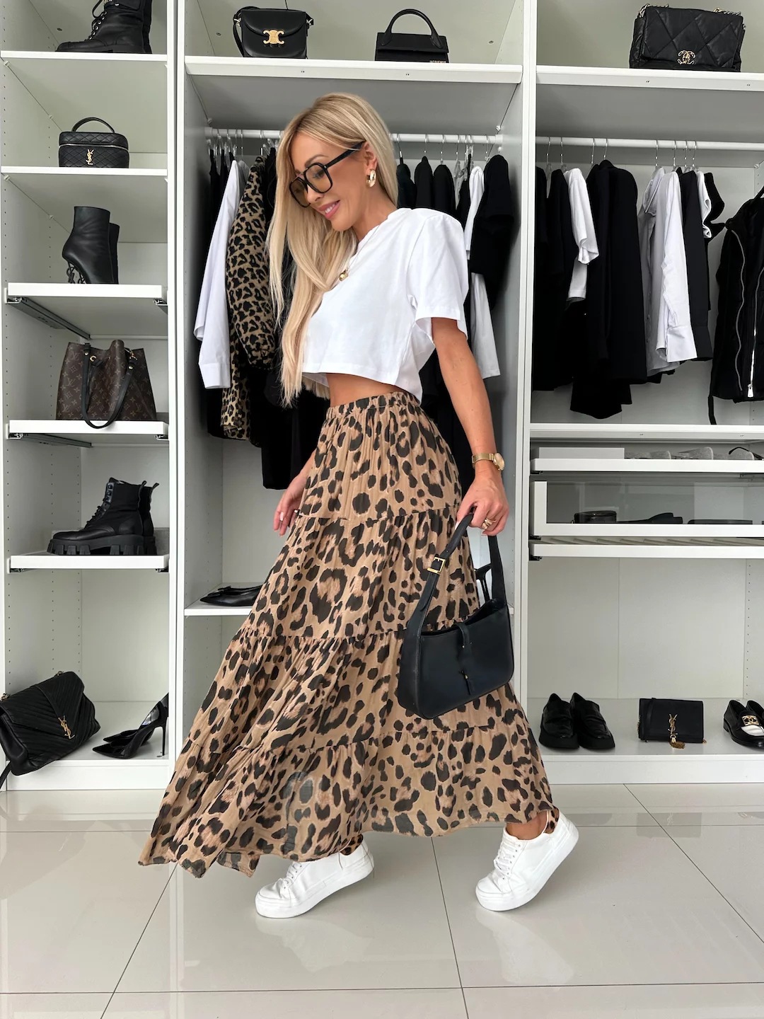 Women’s Leopard Print Flared Skirt