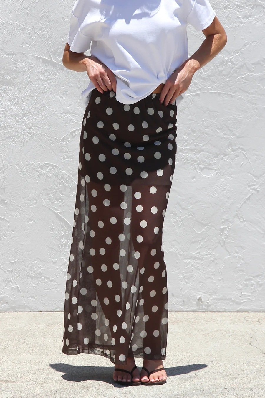 Women’s New Arrival Mesh Polka Dot Stripe Print Casual Resort Skirt