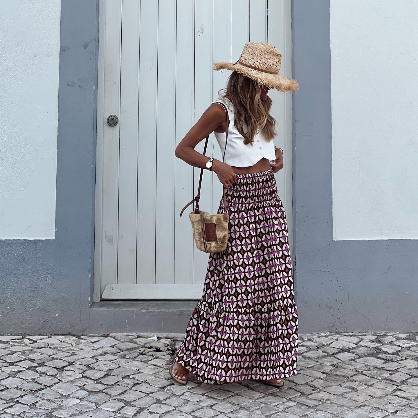 Women’s Fall New Arrival Print Elastic Waist Flared Resort Long Skirt