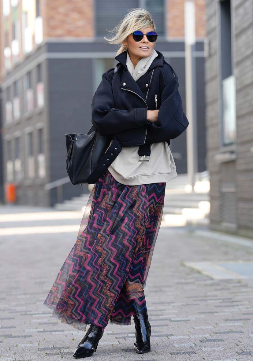 Women’s Spring New Arrival Printed Flared Mesh Skirt