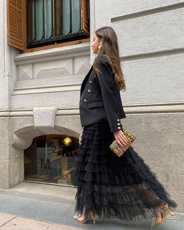 Women’s Summer New Arrival Mesh Tiered Skirt – Mesh Patchwork Flared Skirt